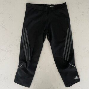 Adidas Supernova Climacool Sporty Cropped Leggings Signature Stripes Black Sz S